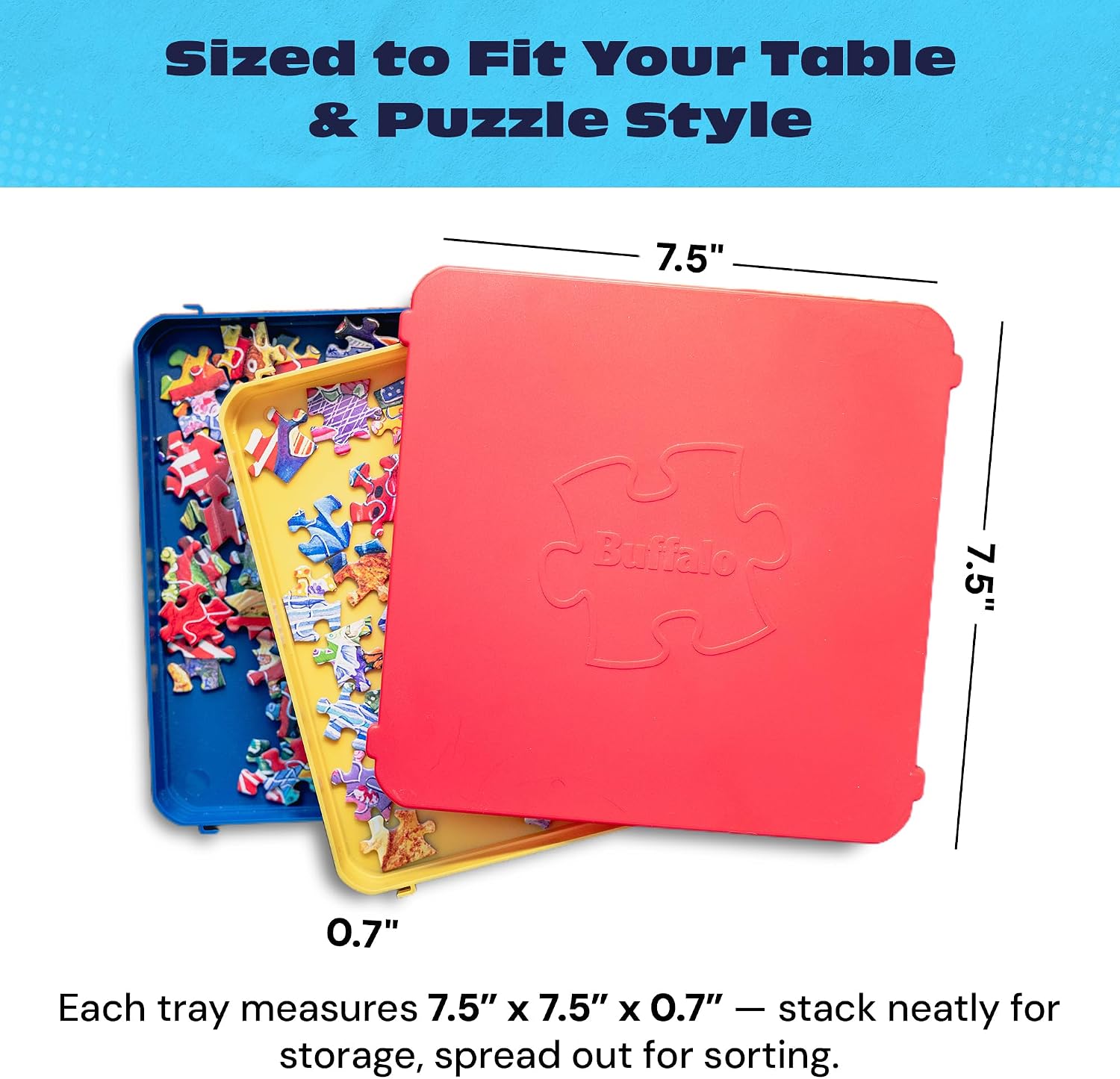 Buffalo Games Puzzle Sorting Trays for Adults, Puzzle Tray Storage, 7 Pc