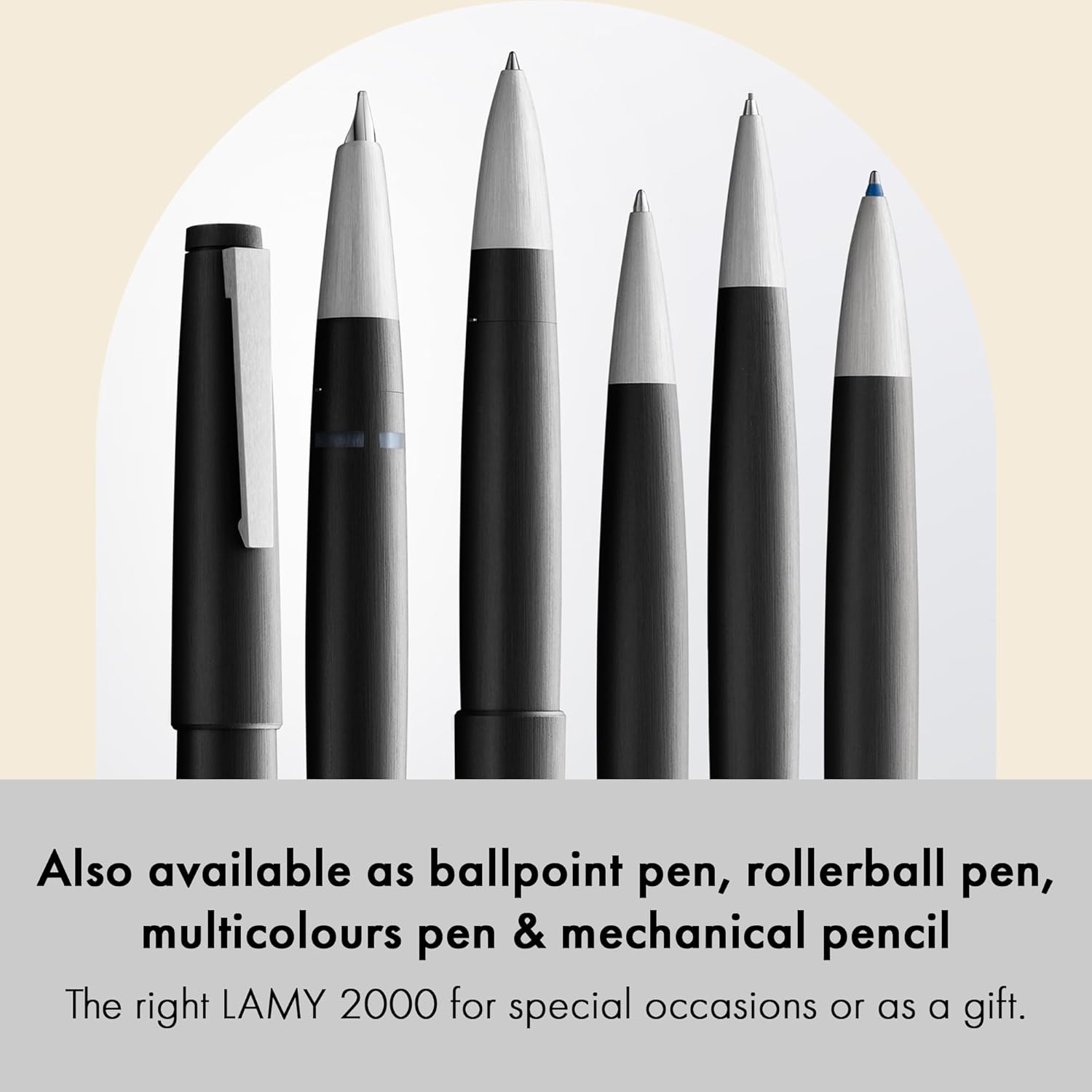 Lamy 2000 black - elegant Fountain Pen in robust fibreglass barrel - 14 ct. gold nib, partially platinum-plated - nib size F