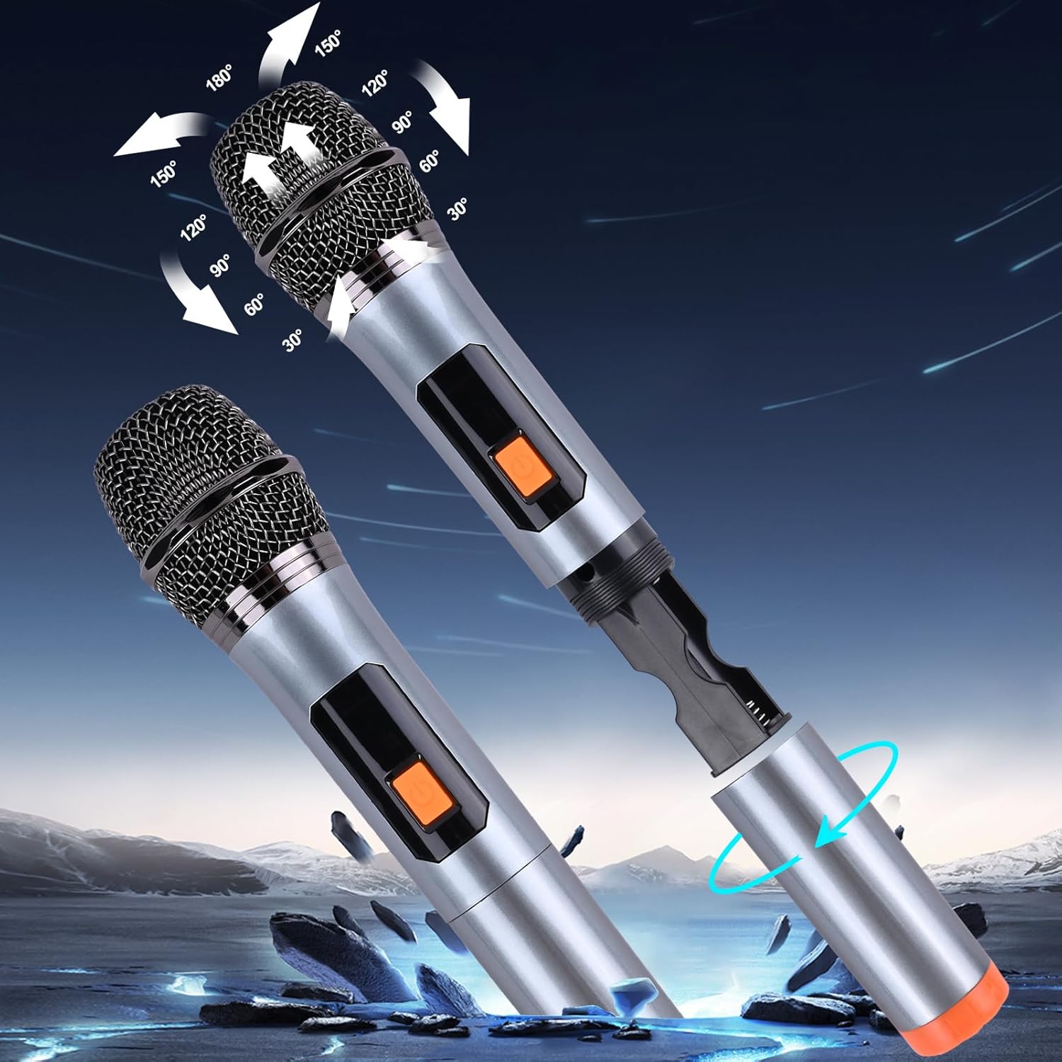 Karaoke Machine with 2 Wireless Microphones, Portable PA System Big Bluetooth Speaker with LED Lights, Remote Control Support Bass/Treble Adjustment