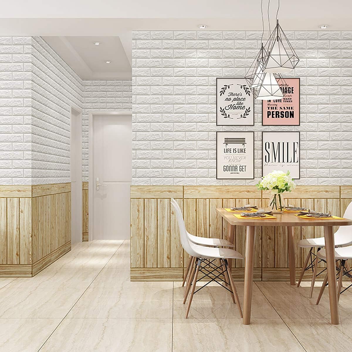 3D Self Adhesive Foam Wall Panels, 10 Tiles Cover 57 sq feet, Peel and Stick Brick Wallpaper for Living Room Bedroom Wall Decoration