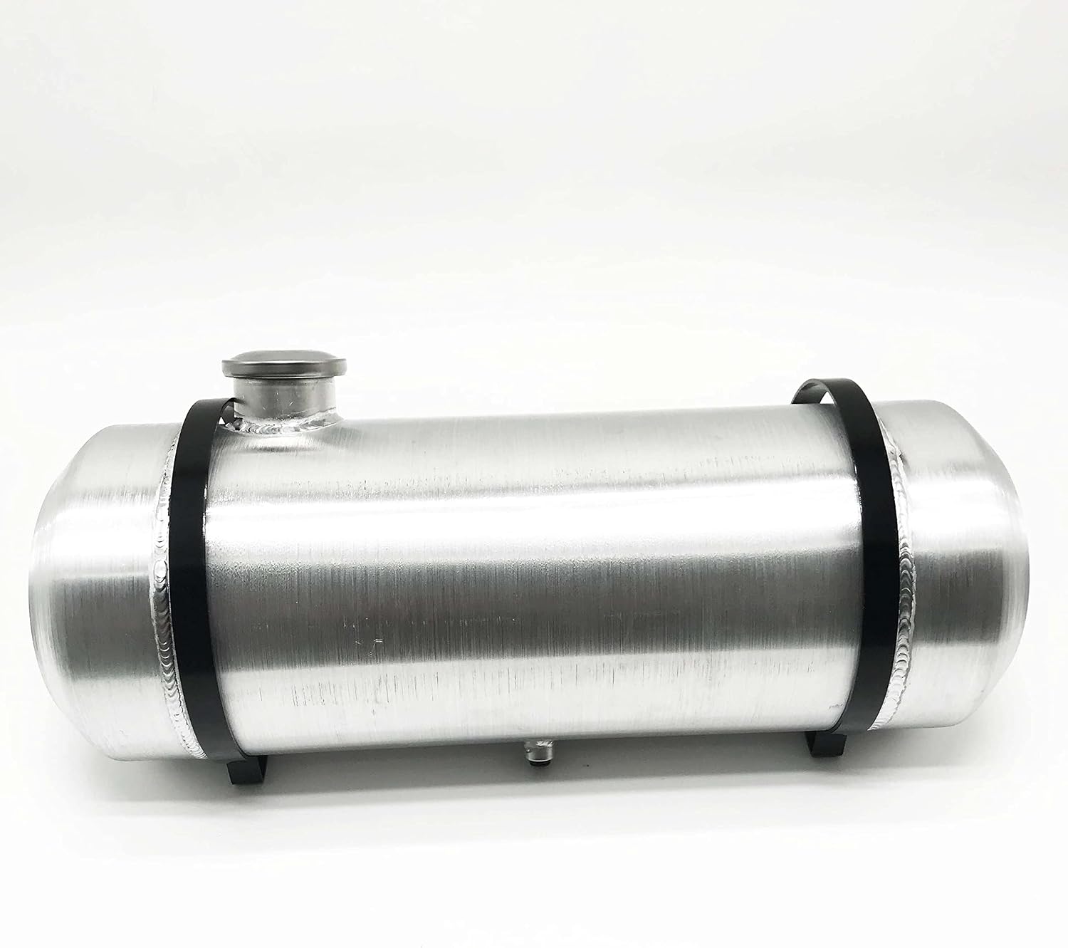 JSD 5 Gallons 8”x24“ Aluminum Spun Round Fuel Gas Tank Cell Fuel Tank with Bracket End Fill 1/4" NPT Outlet