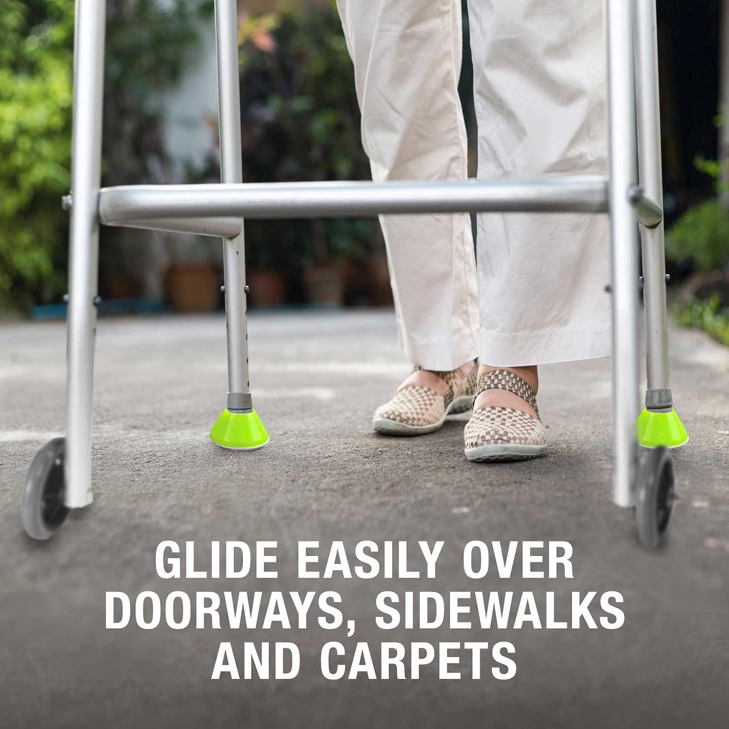 HealthSmart Walker Ski Glides, Walker Caps or Walker Pads for Rollators and Walking Aids, Universal Fit, Mobility Aid, Senior Living Accessory, Pack of 2