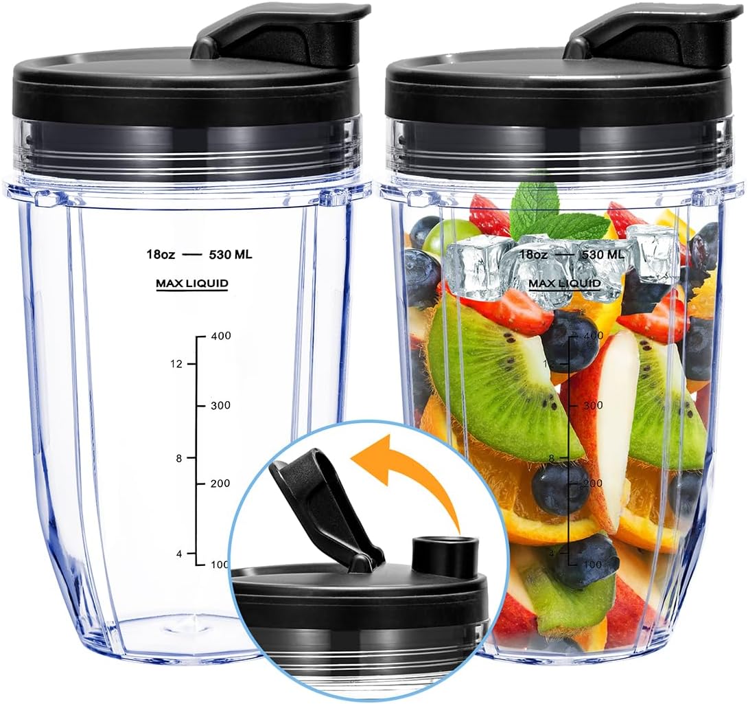 Replacement 24oz Blender Cup with Sip & Seal Lid For Nutri Ninja BL450 BL456 BL480 BL482 BL640 BL642 BL682 BN751 BN801 Foodi SS101 SS151 SS351 SS401