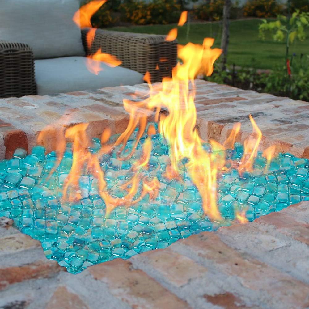 Stanbroil 10-Pound Fire Glass Cubes 1 inch, Crystal Ice Reflective | Fire Glass for Fireplace Fire Pit