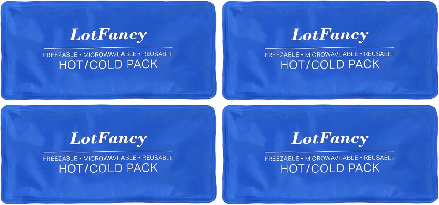 LotFancy Ice Pack for Injuries, Pack of 2, Reusable Hot Cold Pack for Therapy, Cooling or Heating Pad for First Aid, Back Shoulder Neck Head Feet Pain Relief, 11 x 5 Inches