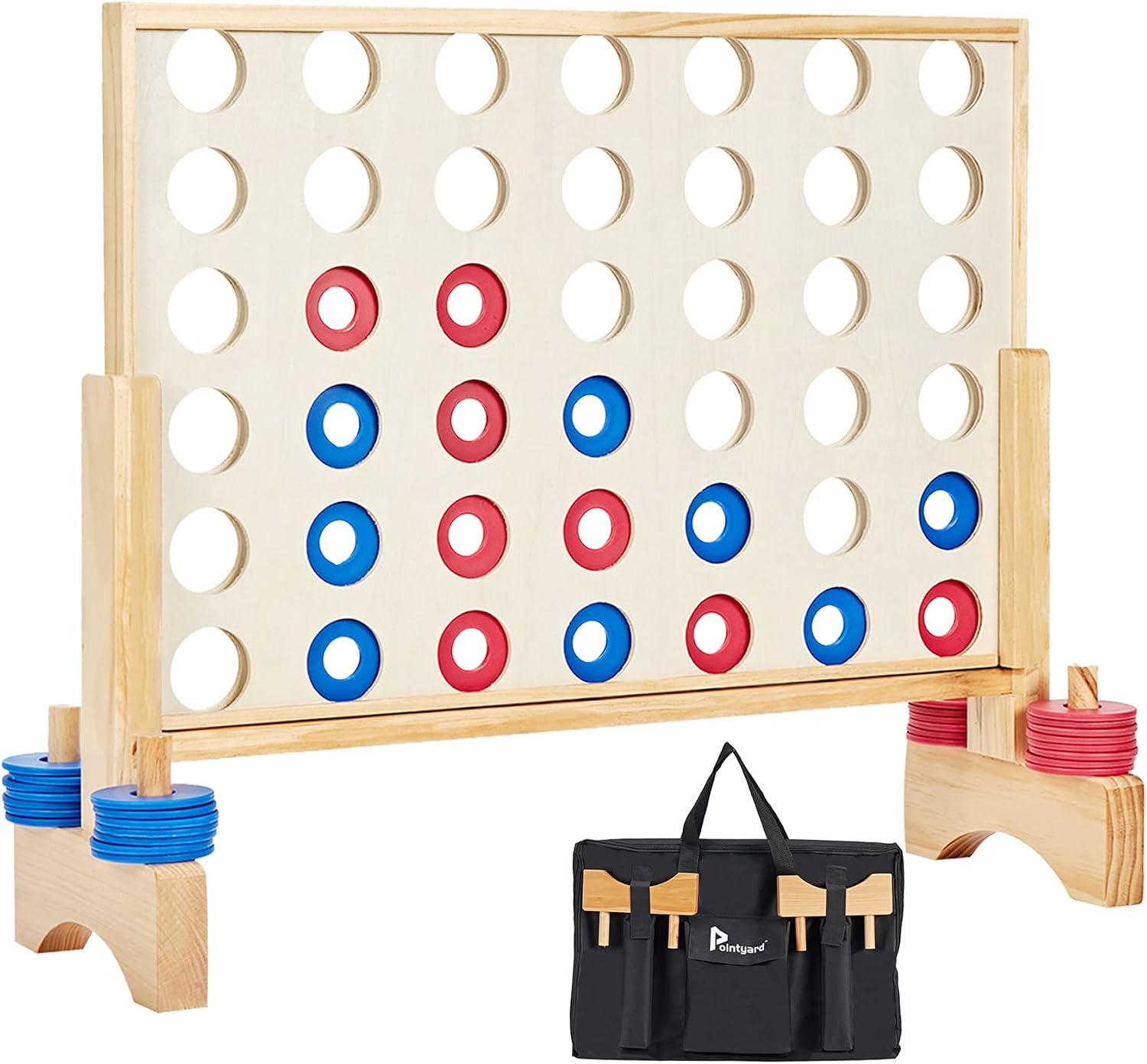 Giant 4 in a Row Game, Wooden 2.8Ft Outdoor Yard Game for Family
