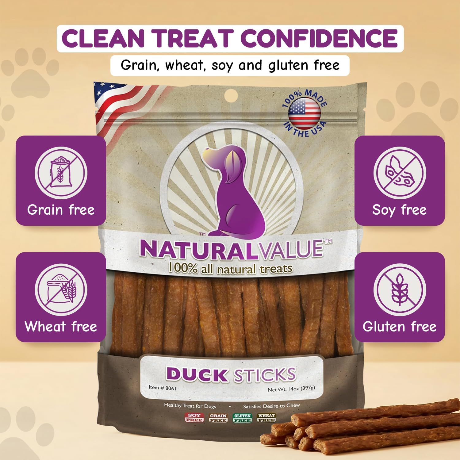 Loving Pets Natural Value Beef Sticks - Soft Jerky Dog Treats for Large & Small Breeds - Healthy Gluten, Wheat, Soy & Grain Free Pet Treats for Dogs