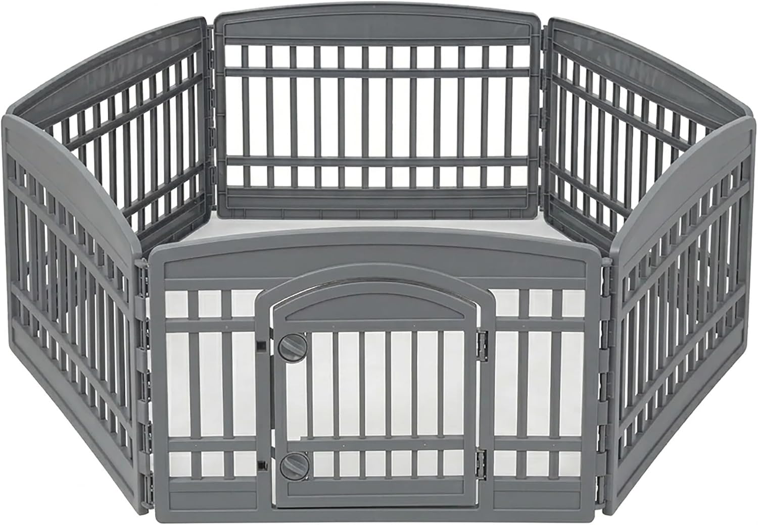 IRIS USA 4-Panel Dog Playpen, Pet Enclosure, Black | Pet Containment, Configurable Layout, Multi-Shape Setup, Custom Pen Configuration, Stable Non-Tip Base, Tool-Free Assembly