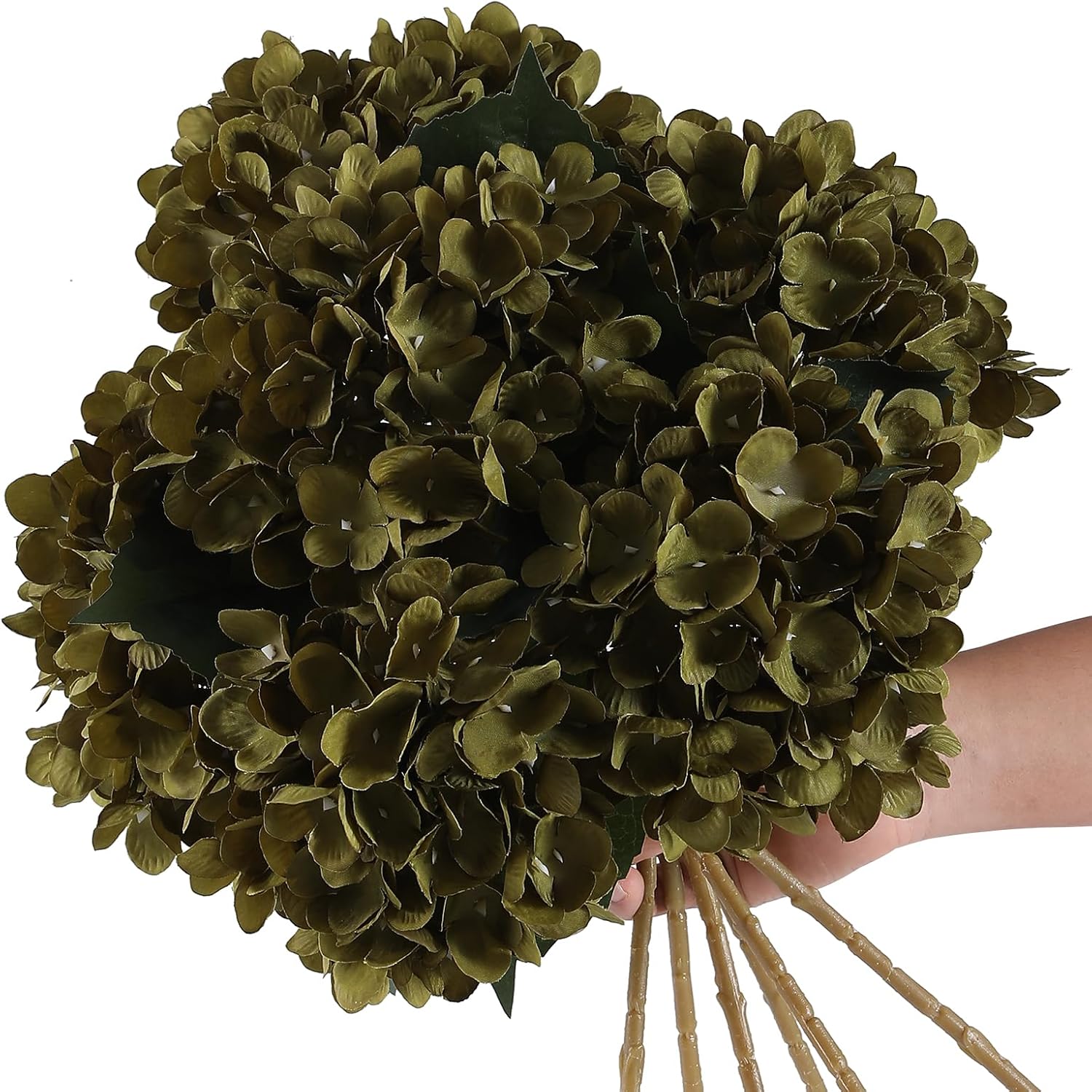 Kisflower 6pcs White Hydrangea Artificial Flowers - Faux Hydrangea Flowers, Fake Silk Flowers for Table Centerpiece