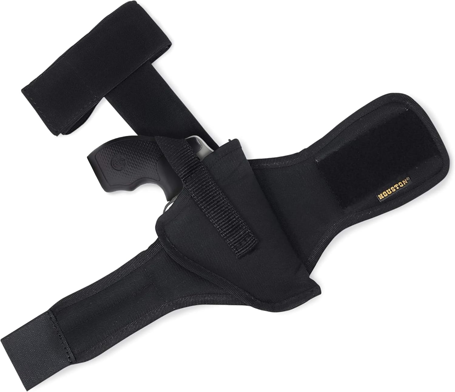 Houston Gun Holsters Ankle Revolver Holster, .38 J-Frame | Concealed Carry Ankle Holster, Fits .38 Special J-Frame Revolvers, 2.5 in Barrel or Less, Adjustable Strap, Black