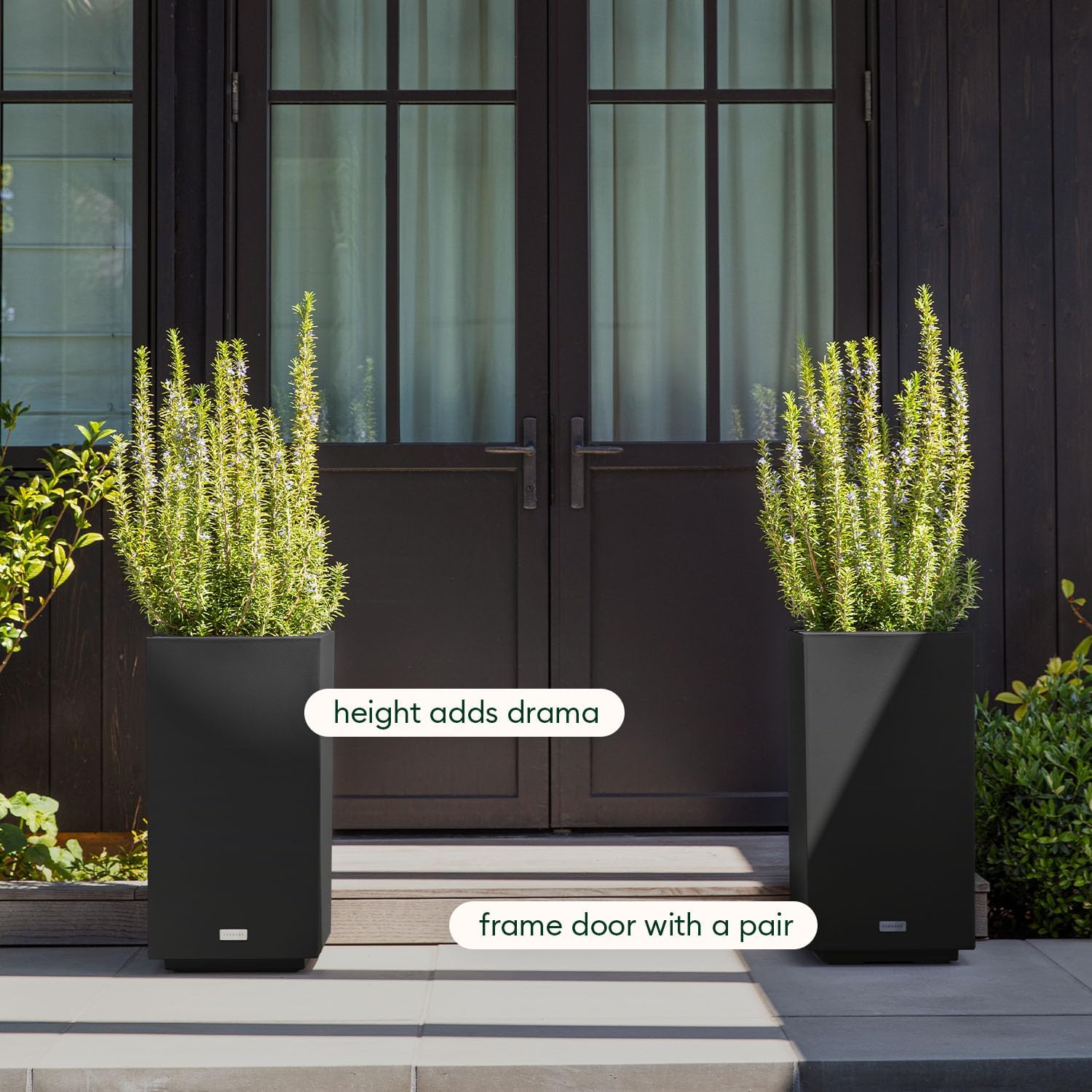 Veradek Block Series Pedestal Planter - Tall Rectangular Outdoor Planter | Made From Durable Plastic Featuring a Removable Insert Bucket. Modern Porch/Patio Décor for Plants and Flowers
