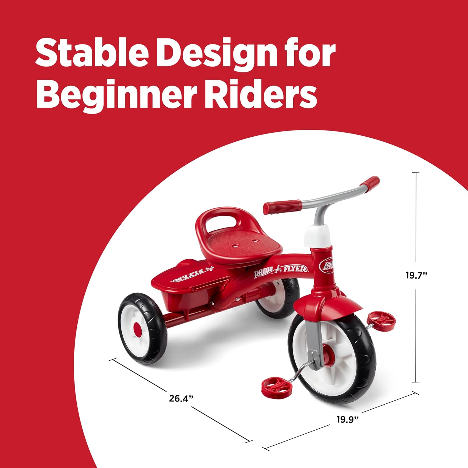 Radio Flyer Red Rider Trike, for Ages 2.5-5, Toddler Tricycle | Quiet Ride Wheels, Comfort Grip Handlebars, Easy Carry Seat Handle, Covered Storage Bin, (Amazon Exclusive)