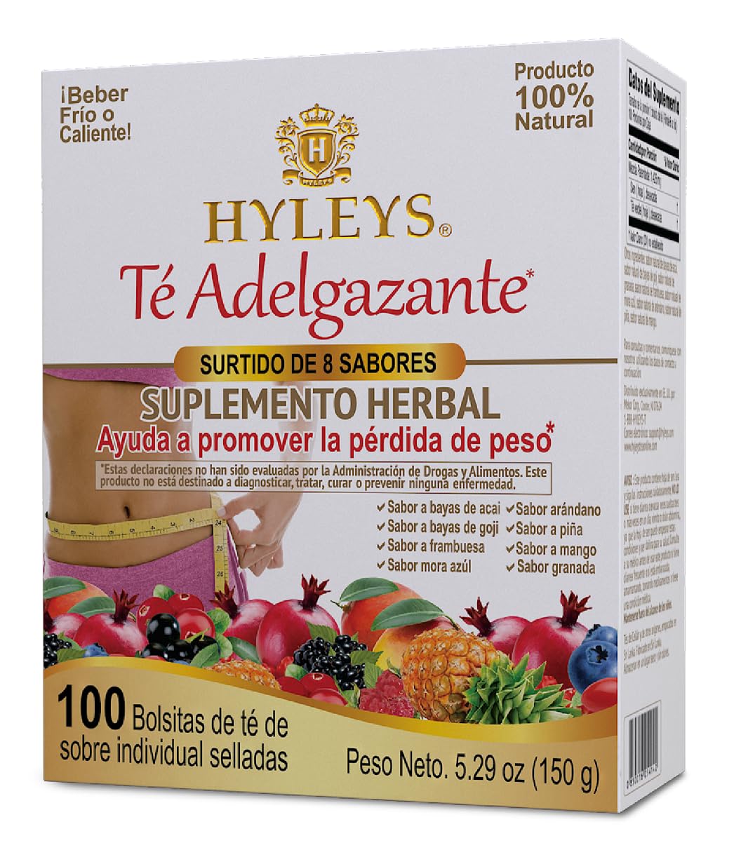 HYLEYS Slim Tea Goji Berry, Weight Loss Detox, Slimming Diet Tea, 25 Bags | Green Tea, Senna Detox & Cleanse, 3 Natural Ingredients, No Added Sugar, 1-Step Bedtime Routine, Supports Digestion