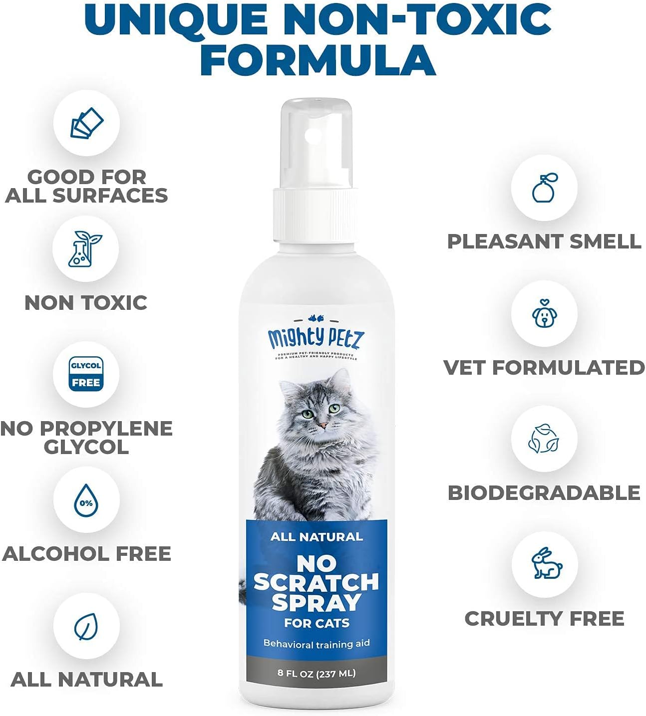 Mighty Petz Cat Deterrent Spray - Cat Indoor Repellent for Furniture, Plants, Couch Protector. Safe