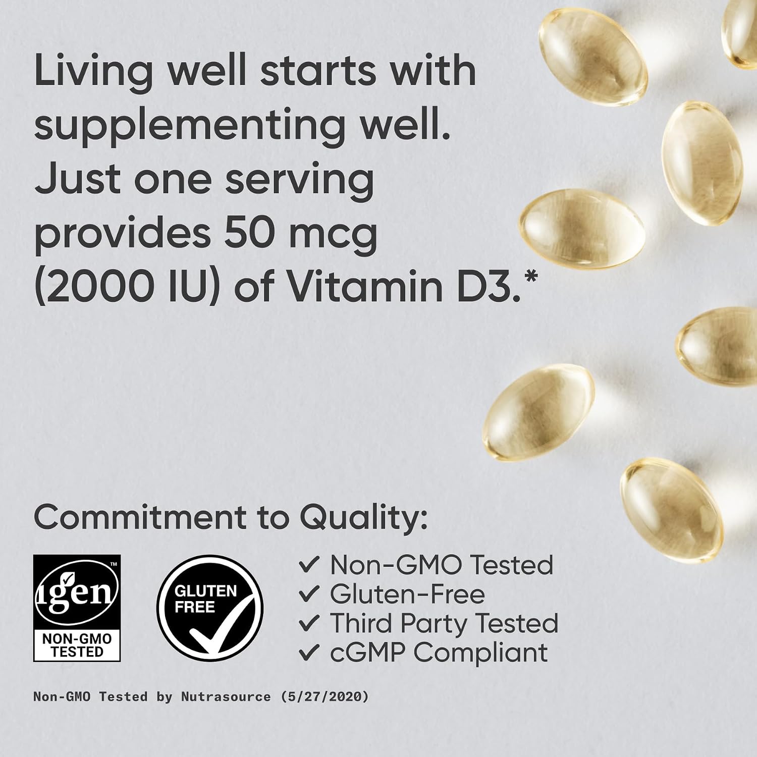Sports Research® Vitamin D3 5000iu/125mcg with Coconut Oil, 360 Softgels | Extra Strength Vitamin D Supplement | Immune, Bone, Mood Support | Non-GMO, Soy Free - 360 Servings