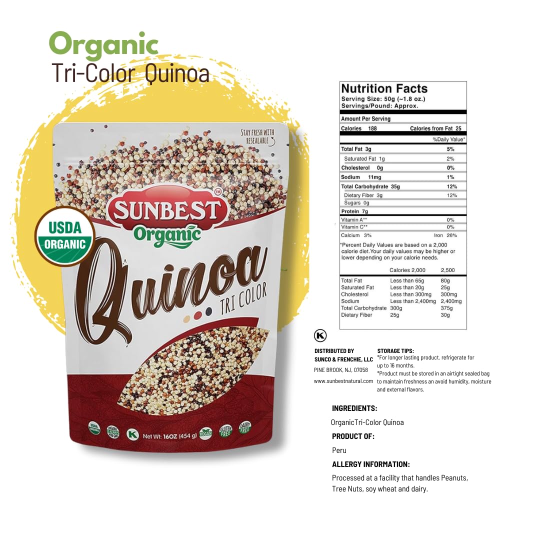 Sunbest Natural Organic Brown Sesame Seeds 32 oz.(2 lb) - USDA Organic, Non-GMO, Vegan, Gluten-free, Kosher - Fresh & Nutrient-Rich Snack, Topping, Baking - 2-Pack 16 oz
