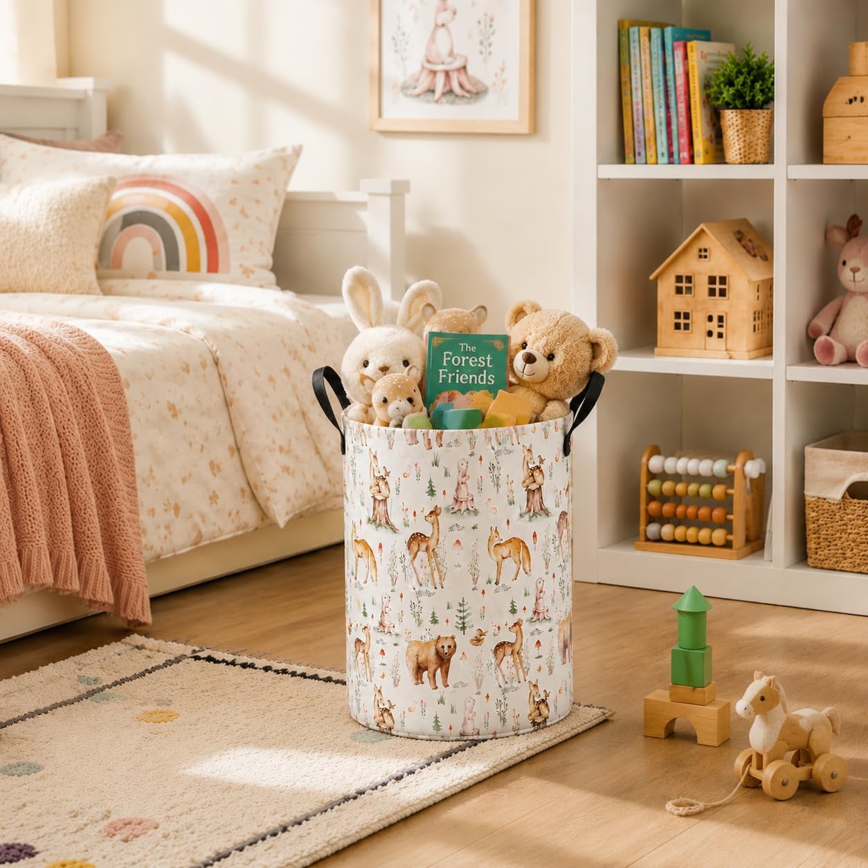 MAIZMZ Kids Hamper Storage Basket Nursery Bins Baby Gift Toy Organizer Box Laundry Basket Large Canvas Collapsible Chest for