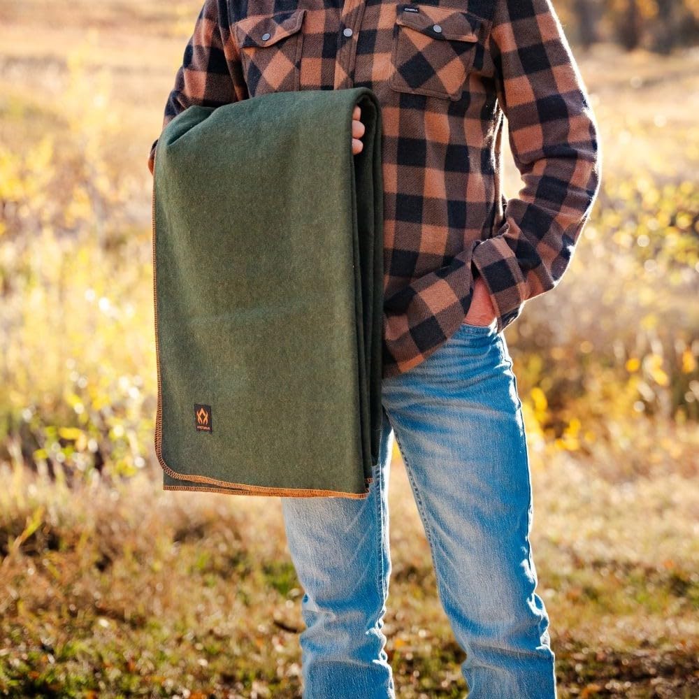 Arcturus Military Wool Blanket - Warm, Thick, Washable - Great for Outdoors, Camping, Stadium Blanket, Picnics, Travel - Car & Bushcraft Survival Kits