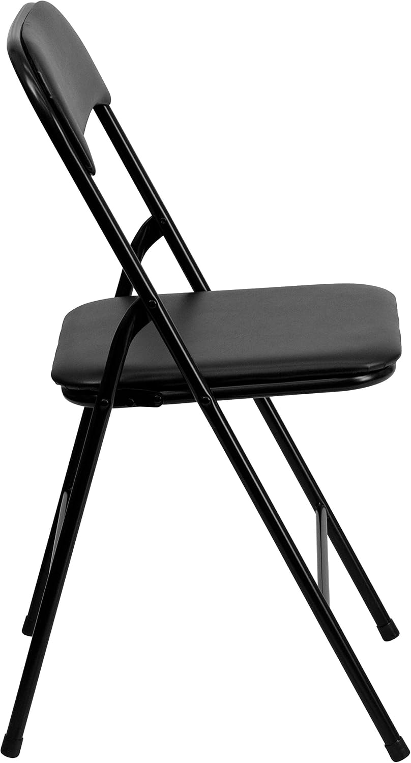 Flash Furniture Madelyn 33.5" Square Folding Multipurpose Card Table with Padded Vinyl Top, Portable Folding Game Table for 4 Players, Black