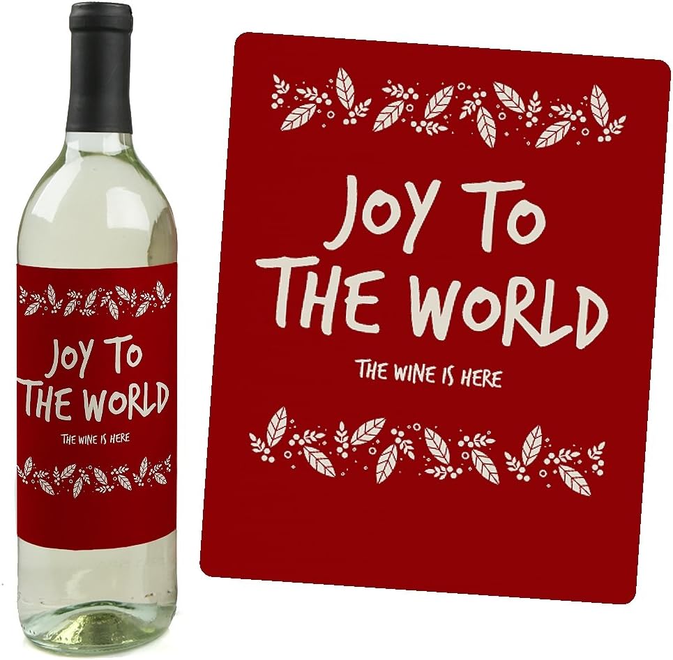 Big Dot of Happiness Ugly Sweater - Holiday and Christmas Wine Bottle Label Stickers - Set of 4