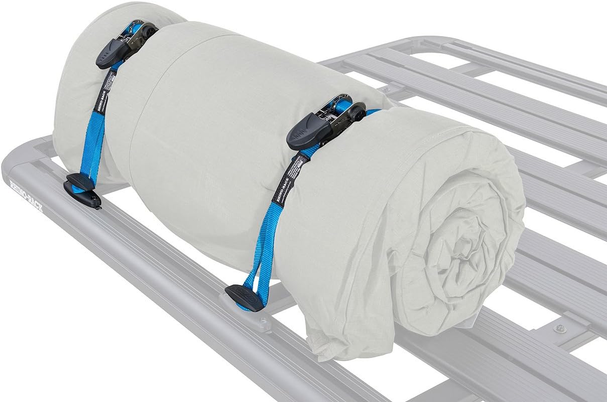 Rhino Rack Pioneer Platform Ratchet Tie Down Kit with Cleats, Easy Use & Installation, Heavy Duty, for All Vehicles, Low Profile, 2 Tie Down Straps