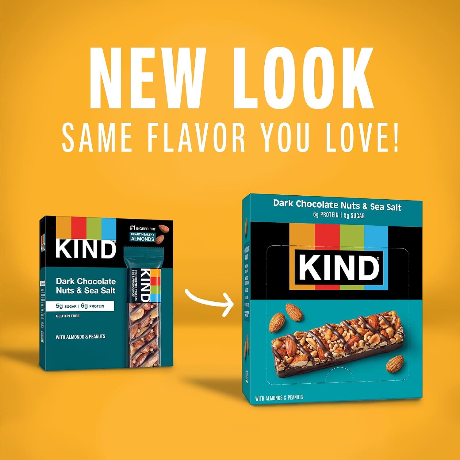 KIND Healthy Snacks Bars, Dark Chocolate Nuts & Sea Salt, Gluten Free, Low Sugar, High Fiber Snacks, 6g Protein, 12 Count