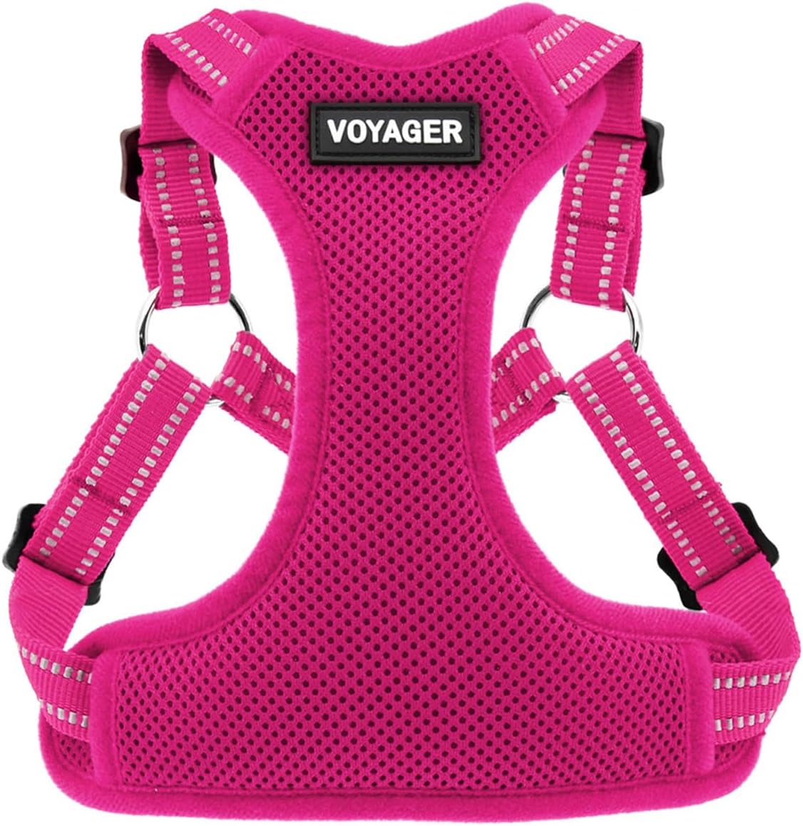 Voyager Step-in Flex Adjustable Dog Harness - Black, Medium | 17 - 21" in Chest, Fully Adjustable, Reflective Bands, All Weather Breathable Air Mesh, Lightweight, Fast Drying