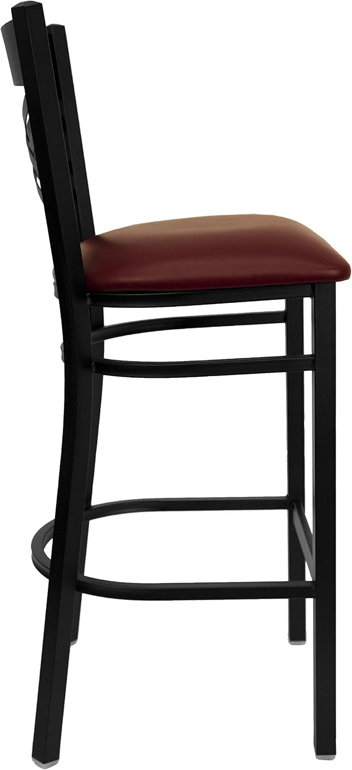 Flash Furniture Hercules Metal Restaurant Barstool, Black | X Back Style, Vinyl Upholstery, Durable Construction, Commercial Use