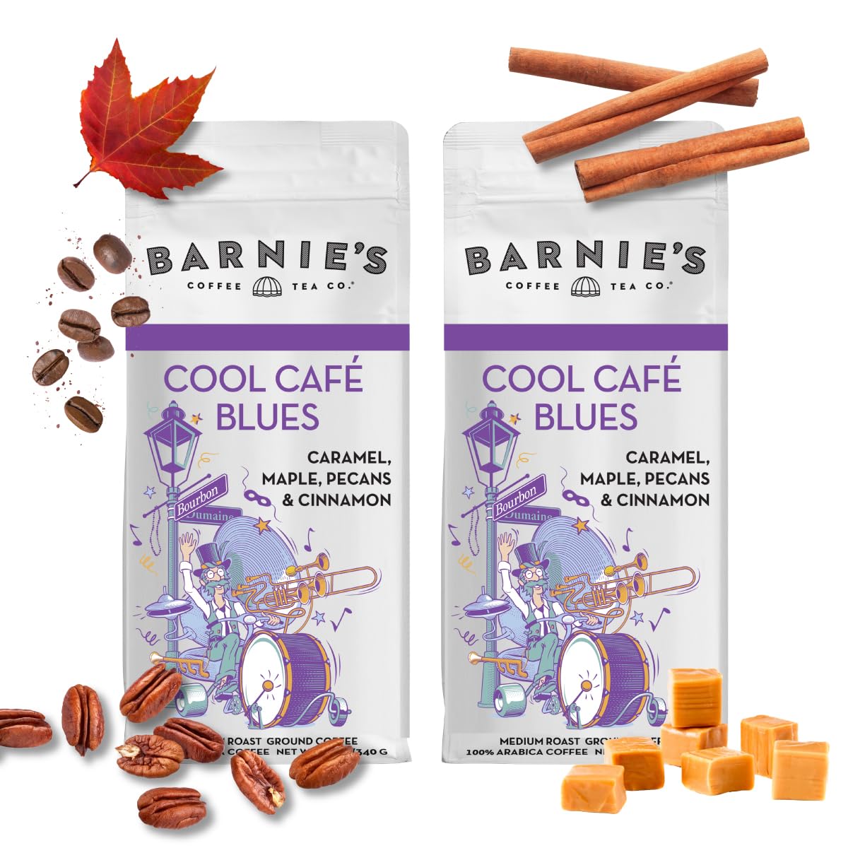 Barnie's Coffee English Salted Toffee Ground Coffee with Caramel, Molasses and Salted Creamy Butter Flavors, Medium Roasted Arabica Coffee Beans