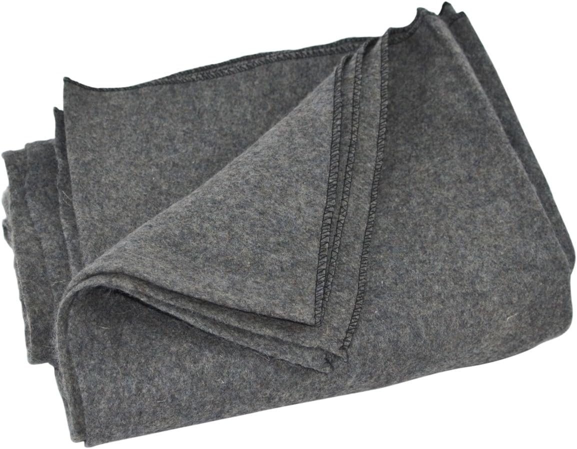 Treasure Gurus Large Gray Wool Army/Military Type Blanket Surplus Style Emergency/Survival Gear