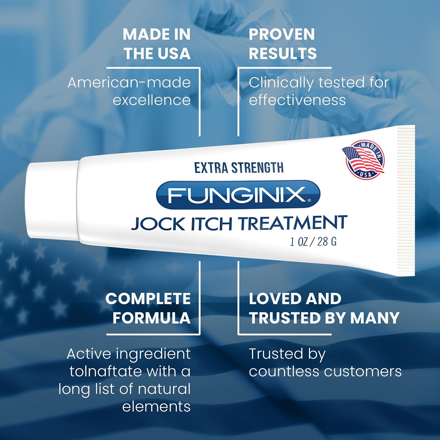 FUNGINIX Jock Itch Treatment - Relieves Itching, Burning, Scaling, and Chafing, Natural Anti Itch Treatment with Tolnaftate