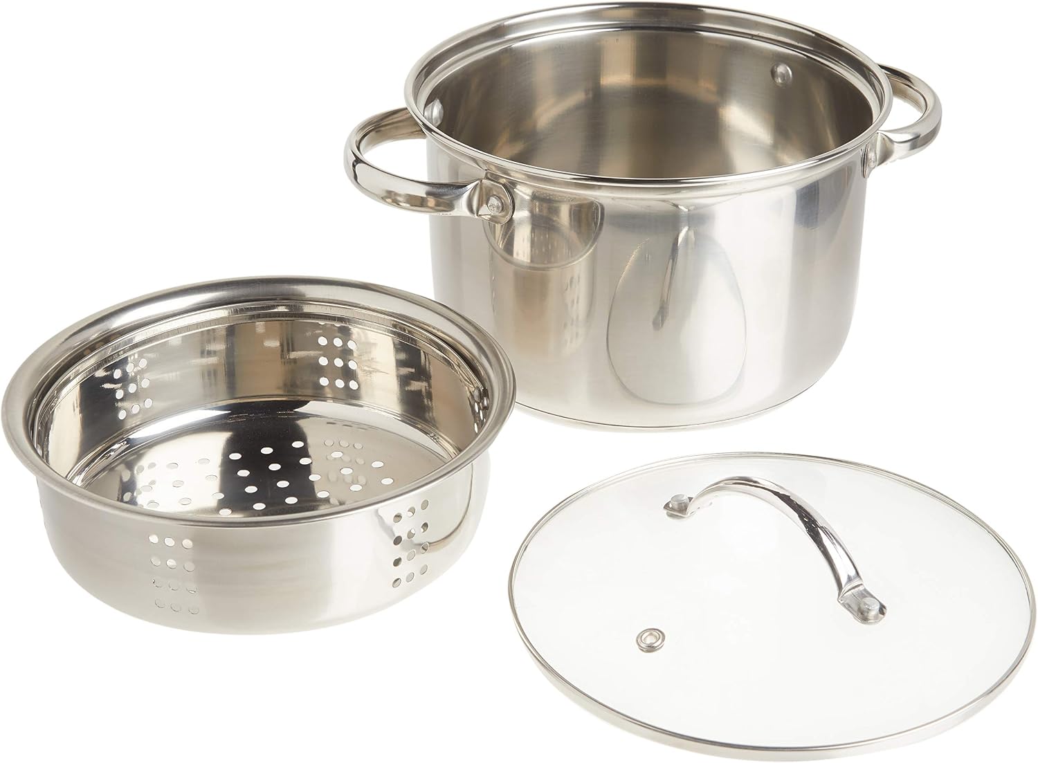 Norpro 4-Quart Steamer Cooker, 3 Piece Set, Stainless Steel