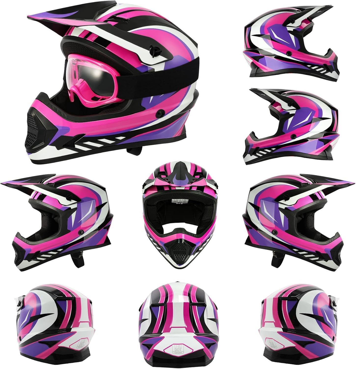 TCMT Youth Dirt Bike Helmet DOT Certified - Kids Full Face Motocross ATV Helmet with Goggles, Gloves and Helmet Bag for Off-Road, BMX, MX, Street Riding