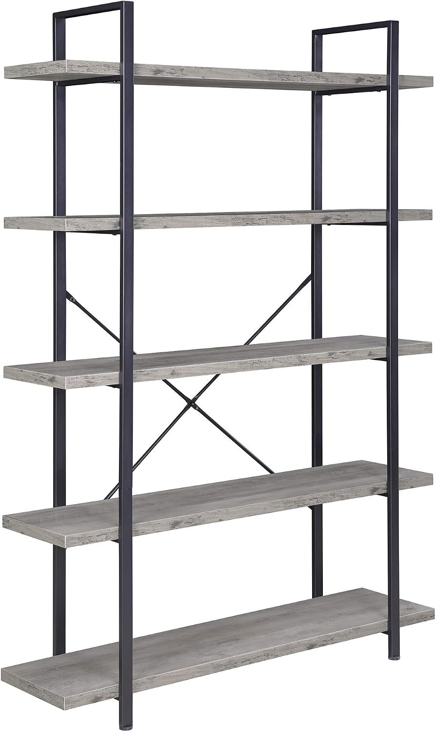 BELLEZE 4 Tier Modern Rustic Industrial Bookshelf, Open Wide Office Etagere Book Shelf
