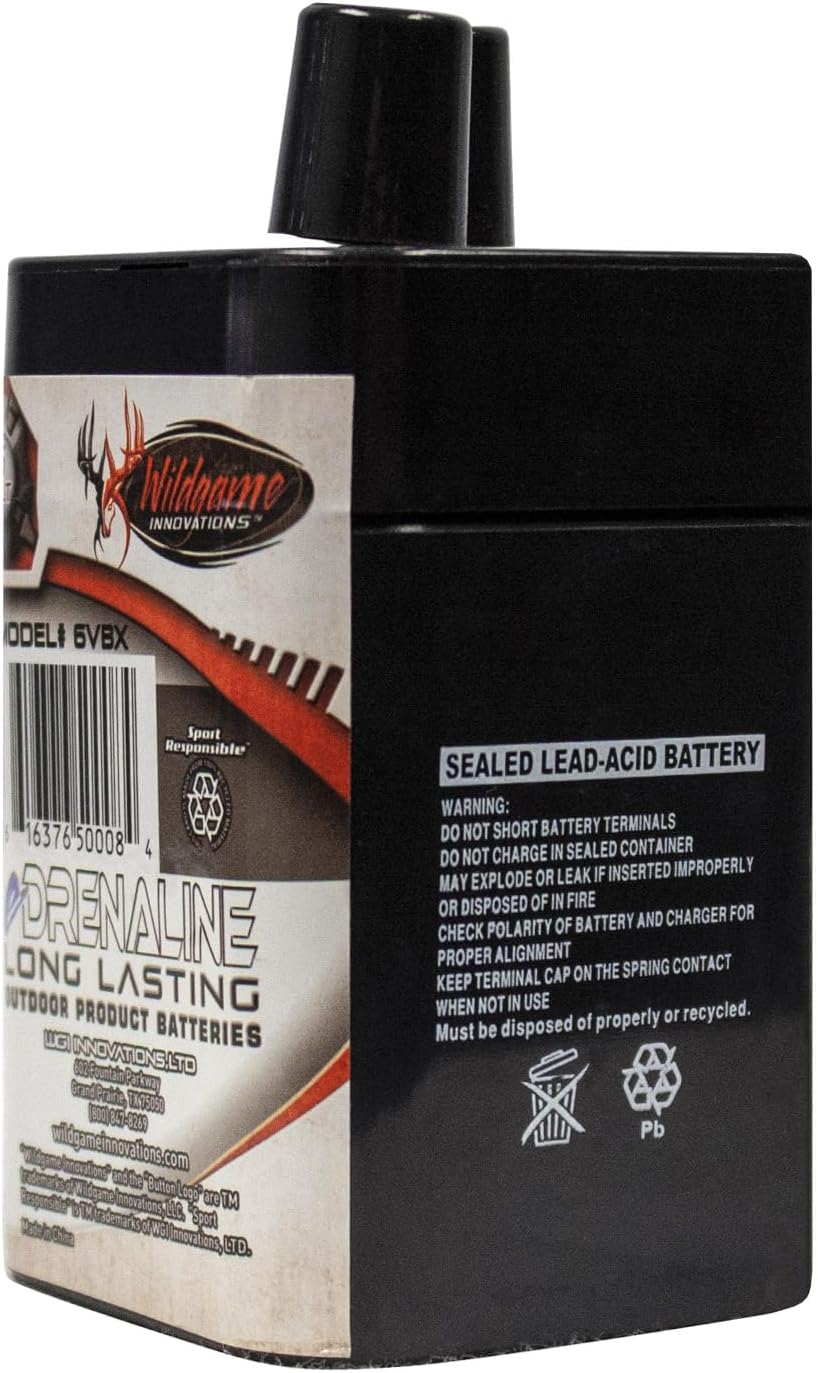 WILDGAME INNOVATIONS eDRENALINE 6V Spring Style Rechargeable Battery Outdoor Long-Lasting Powerful 6-Volt 5Ah Spring Top Battery