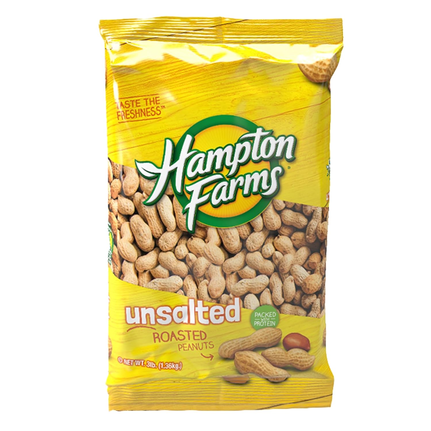 Hampton Farms - USA Grown All-Natural - Fancy Roasted In-Shell Unsalted Peanuts - 5 lb. Bag