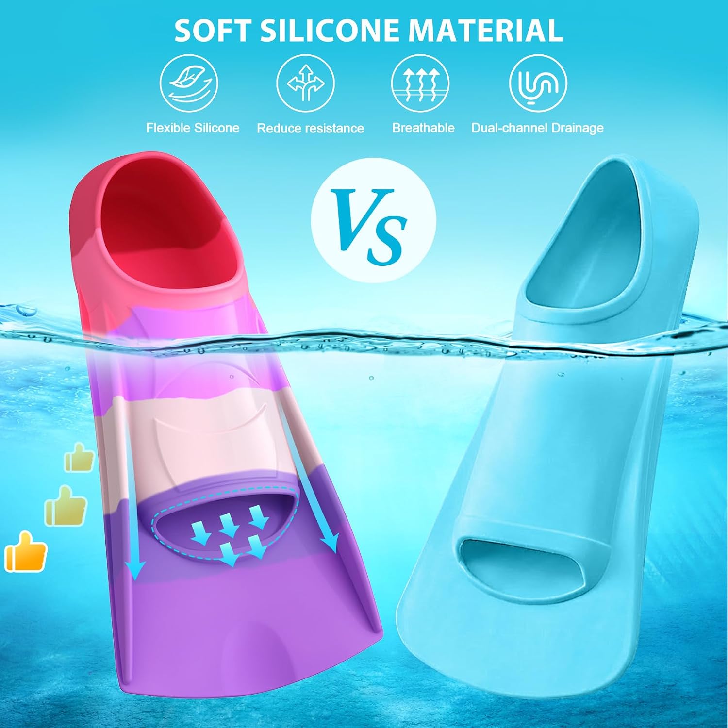 Gintenco Swim Fins, Adults & Kids Swim Training Fins for Lap Swimming