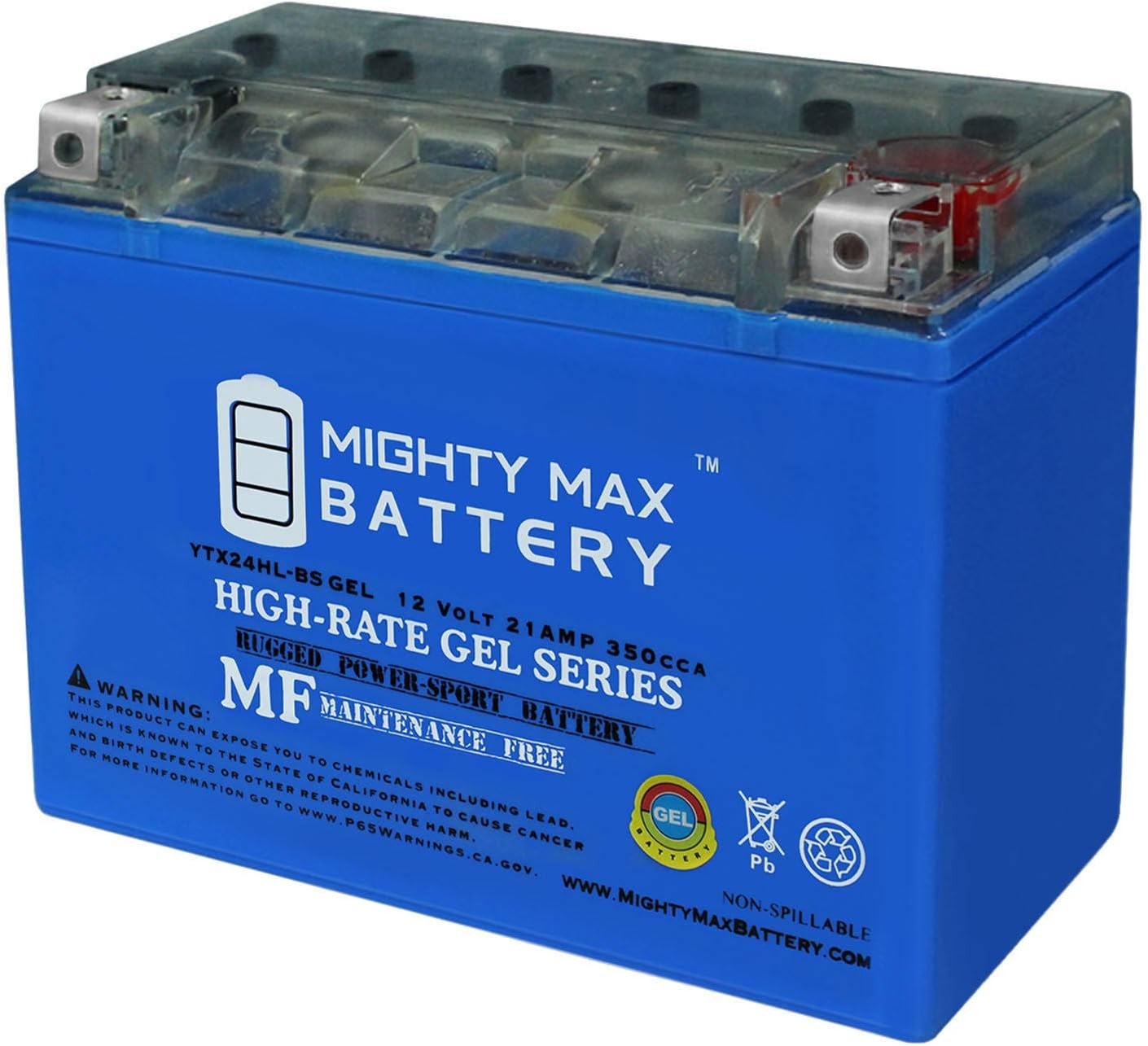 Mighty Max Battery YTX20L-BS GEL -12 Volt 18 AH, GEL Type, 270 CCA, Rechargeable Maintenance Free SLA AGM Motorcycle Battery