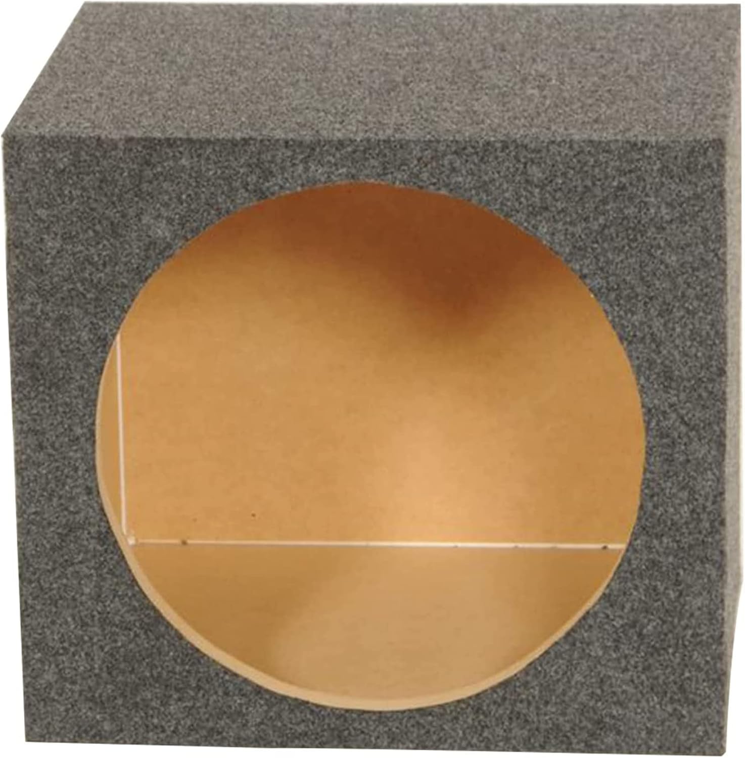 QPower 15 Inch Heavy-Duty Single Vented Carpet Covered Durable Car Audio Vehicle Subwoofer Enclosure Woofer Box, Charcoal Gray
