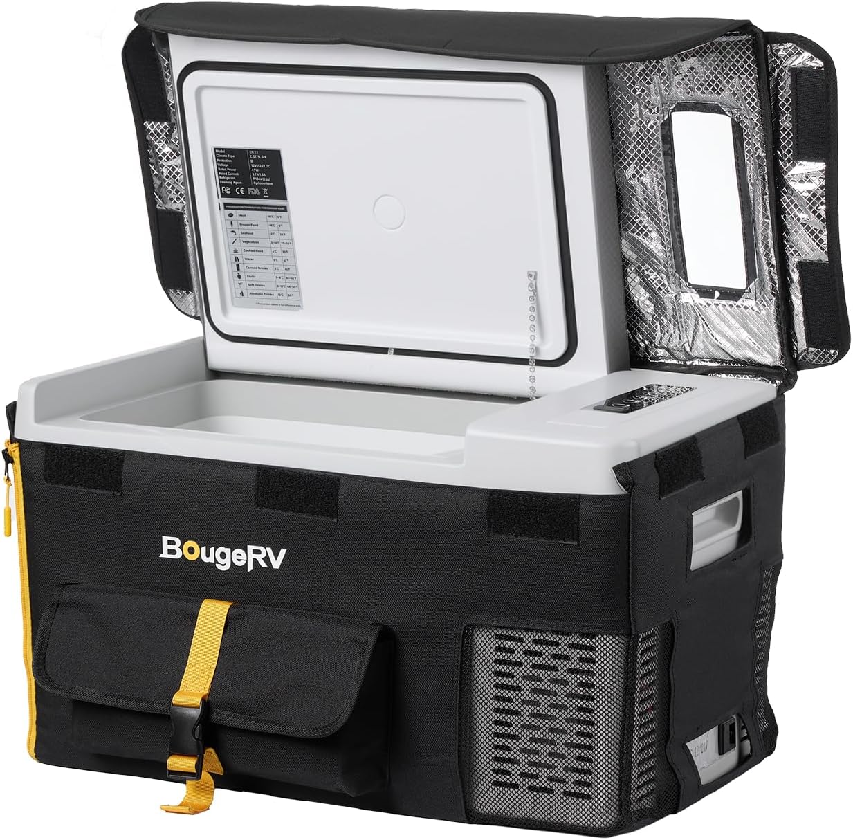 BougeRV 12v refrigerator 23 Quart, -8℉~50℉ Portable Freezer for Car, Grey
