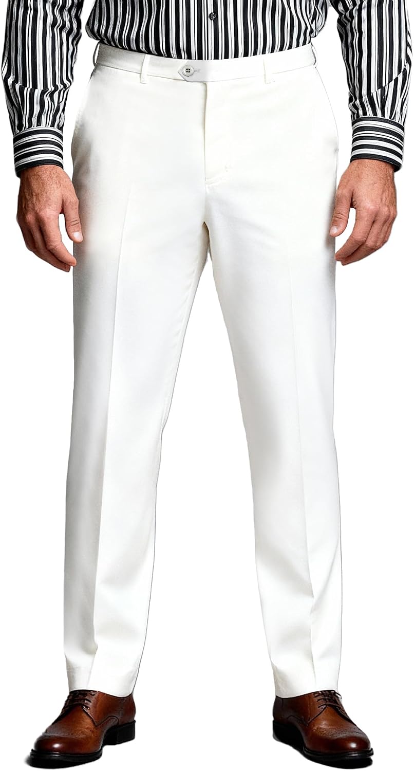 Men's Cozy Hidden Expandable Waist Dress Pants | Premium Stretch Texture Weave Work to Weekend Pants
