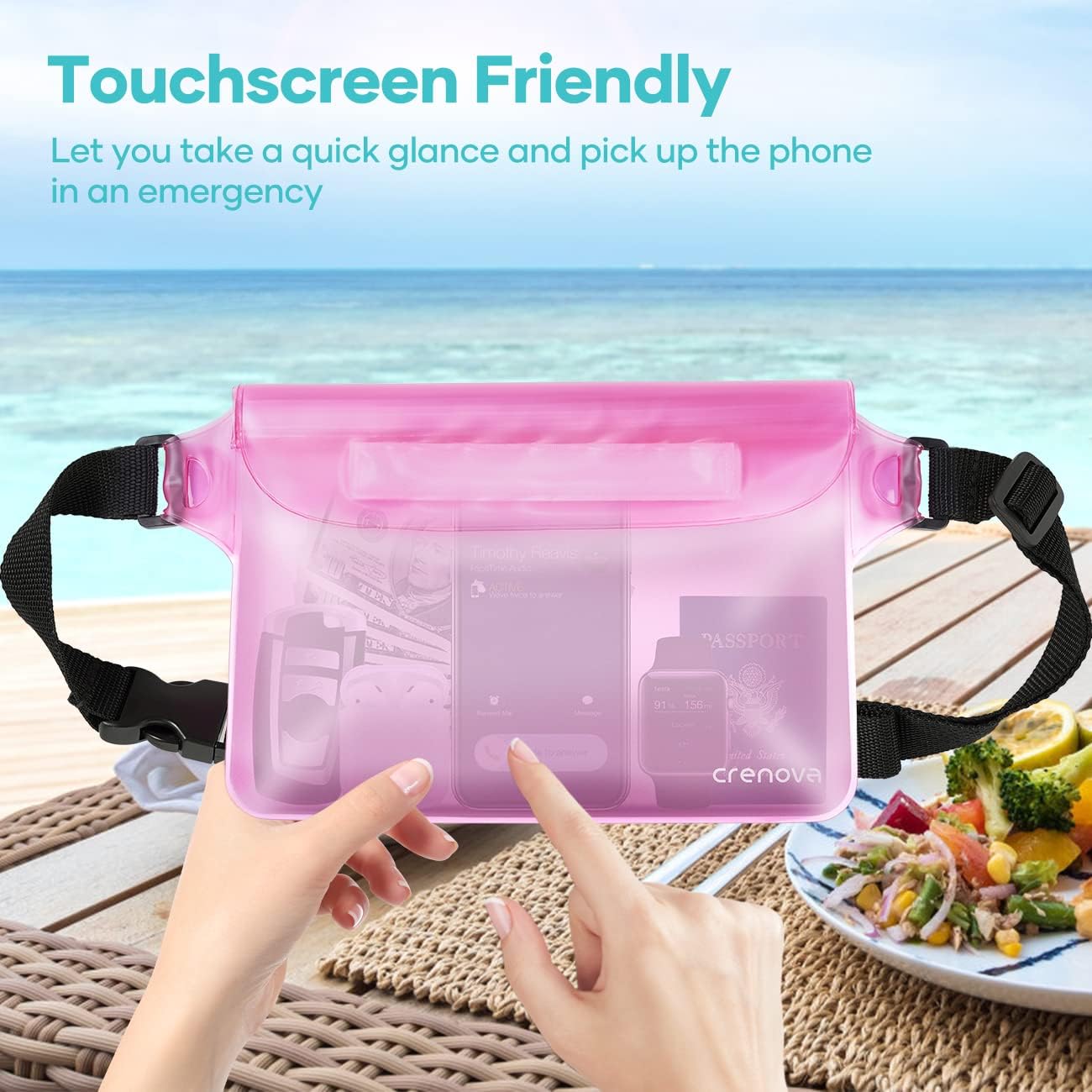 Waterproof Bag Fanny Packs for Women, Cruise Vacation Essentials Waterproof Pouch for Phone Passport Purse, Floating Dry Bags for Beach Water Park Boating Fishing Diving Surfing Kayaking Accessories | Floating, ideal for Beach, Boating & Kayaking, Durabl…