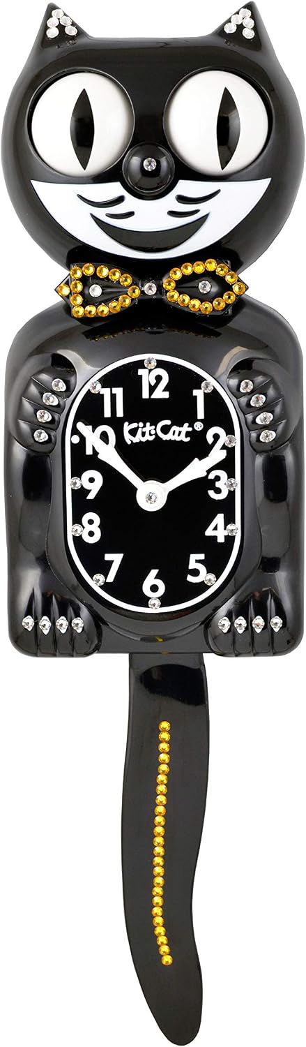 Limited Gold/Black Kit-Cat KlockCrystals Jeweled Clock