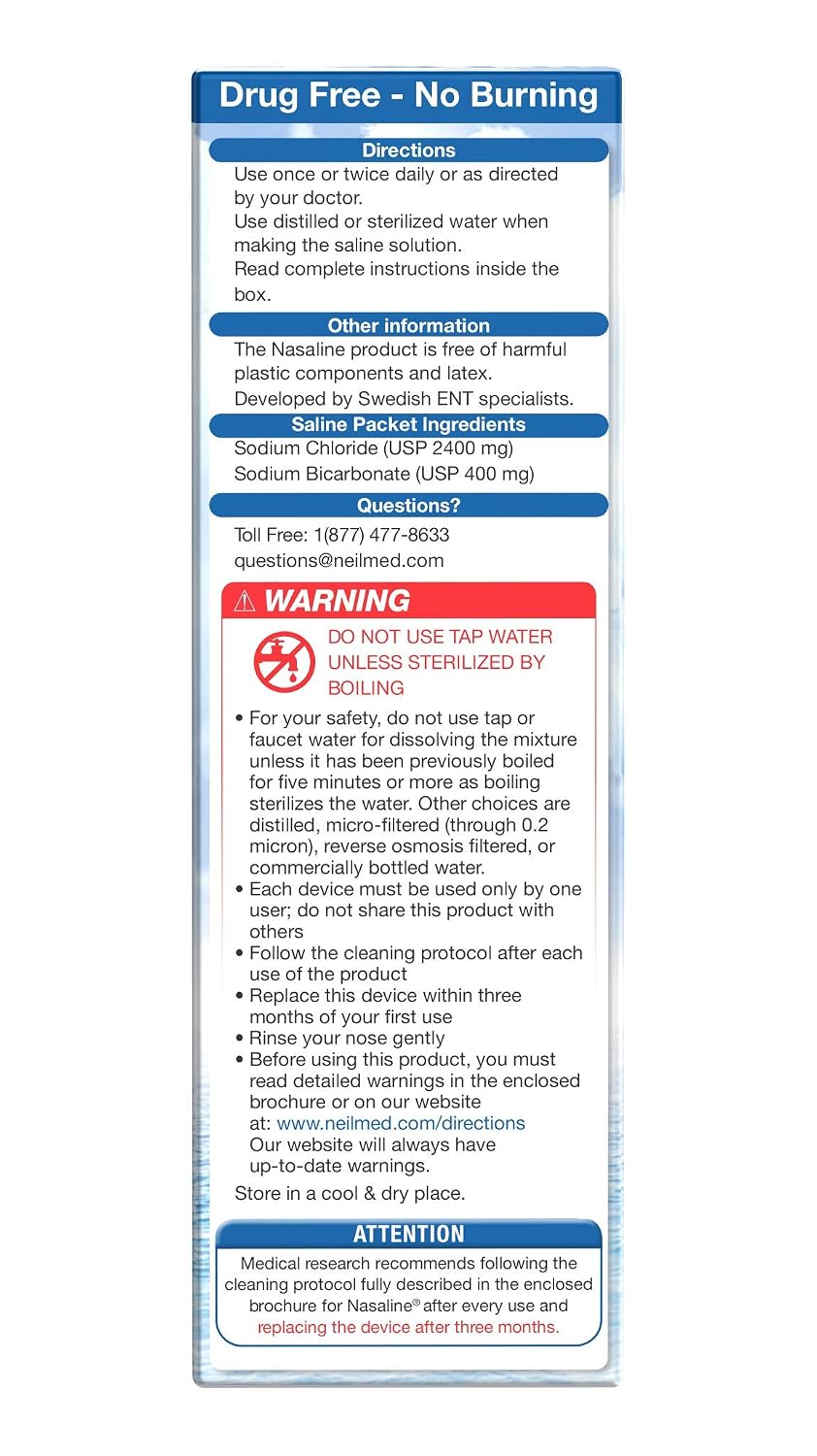 Squip Nasaline Nasal Rinsing System with 10 Premixed Saline Packets