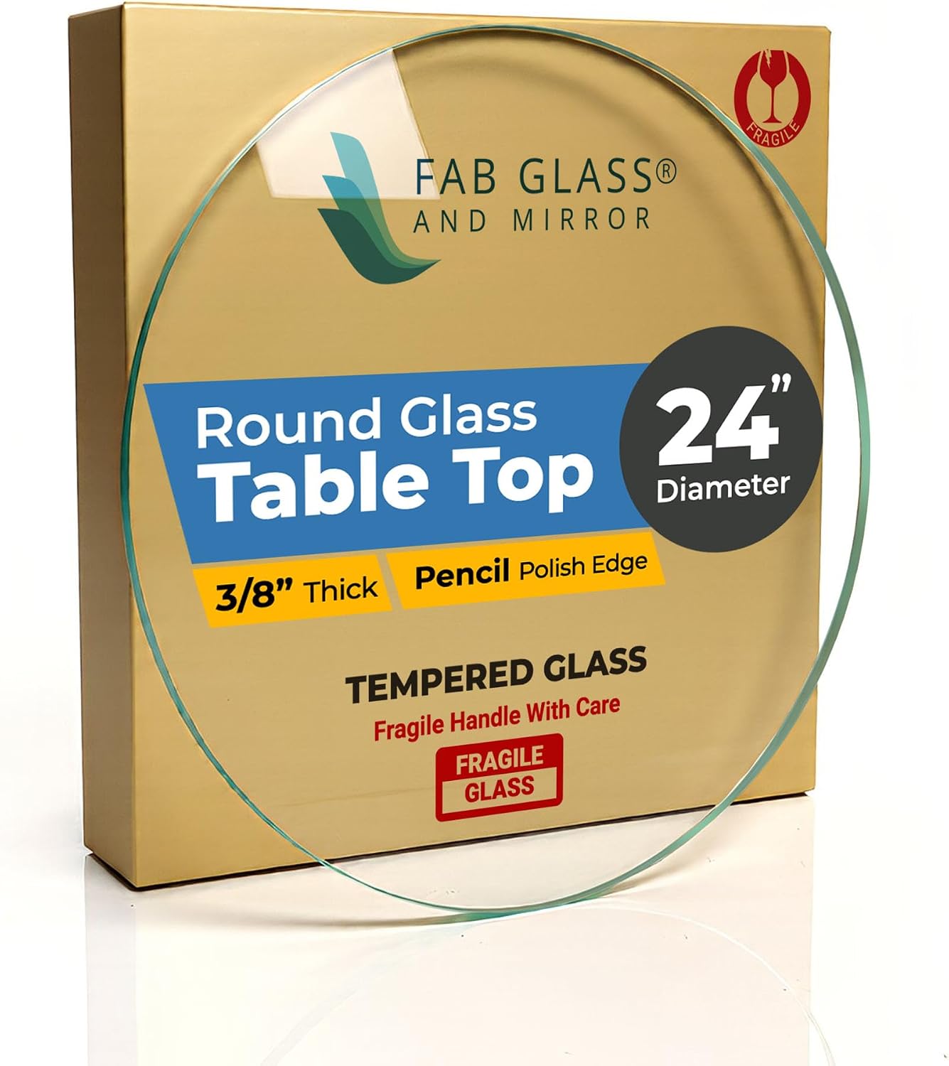 22 Inch Round Tempered Beveled Polished Edge Glass Table Top -1/2” Thick Round Glass Table Top–Heavy Duty, Dining, Coffee, and Office Tables by Fab Glass and Mirror