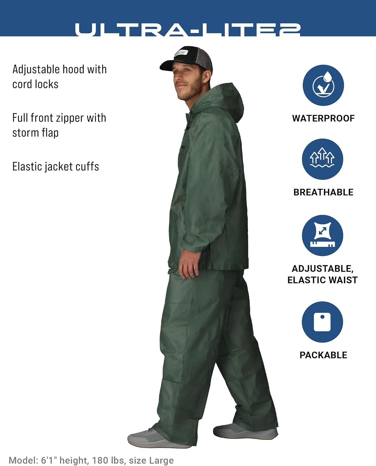 FROGG TOGGS Men's Ultra-Lite2 2-Layer Waterproof Breathable Rain Suit