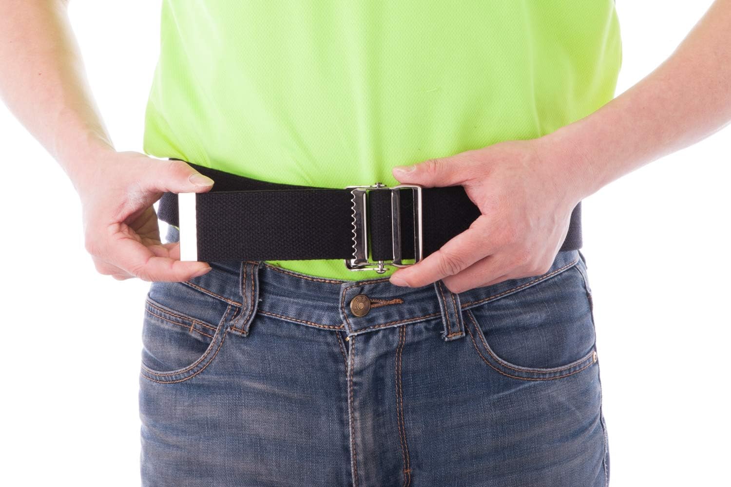 COW&COW Transfer and Gait Belt with Metal Buckle - Transfer Walking and Standing Assist Aid for Caregiver Nurse Therapist 2 inches (Beige with Stripes, 60")