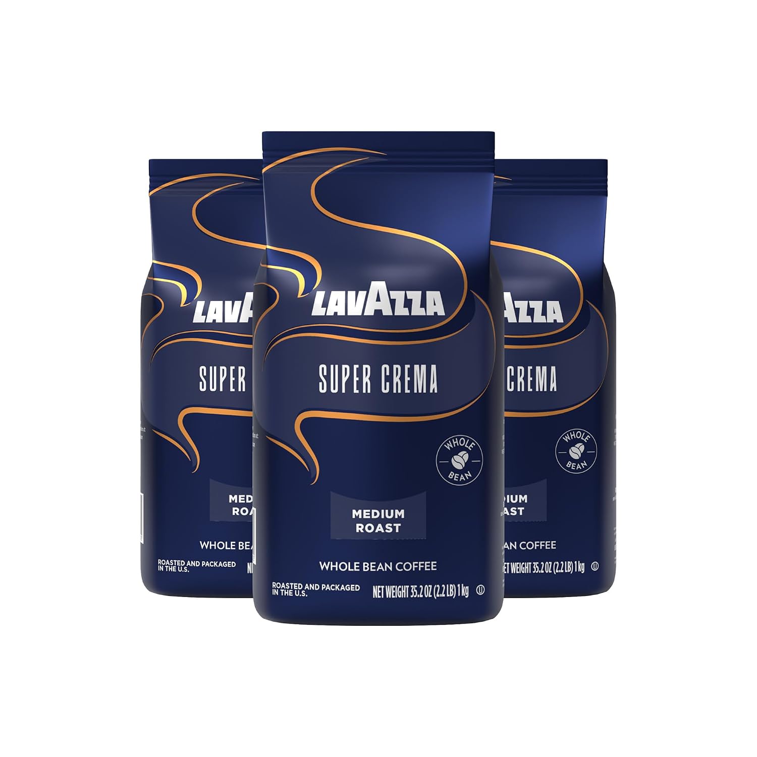 Lavazza Super Crema Whole Bean Coffee, Medium Espresso Roast, Arabica and Robusta Blend, 2.2 lb Bag, Package May Vary (Pack of 1)