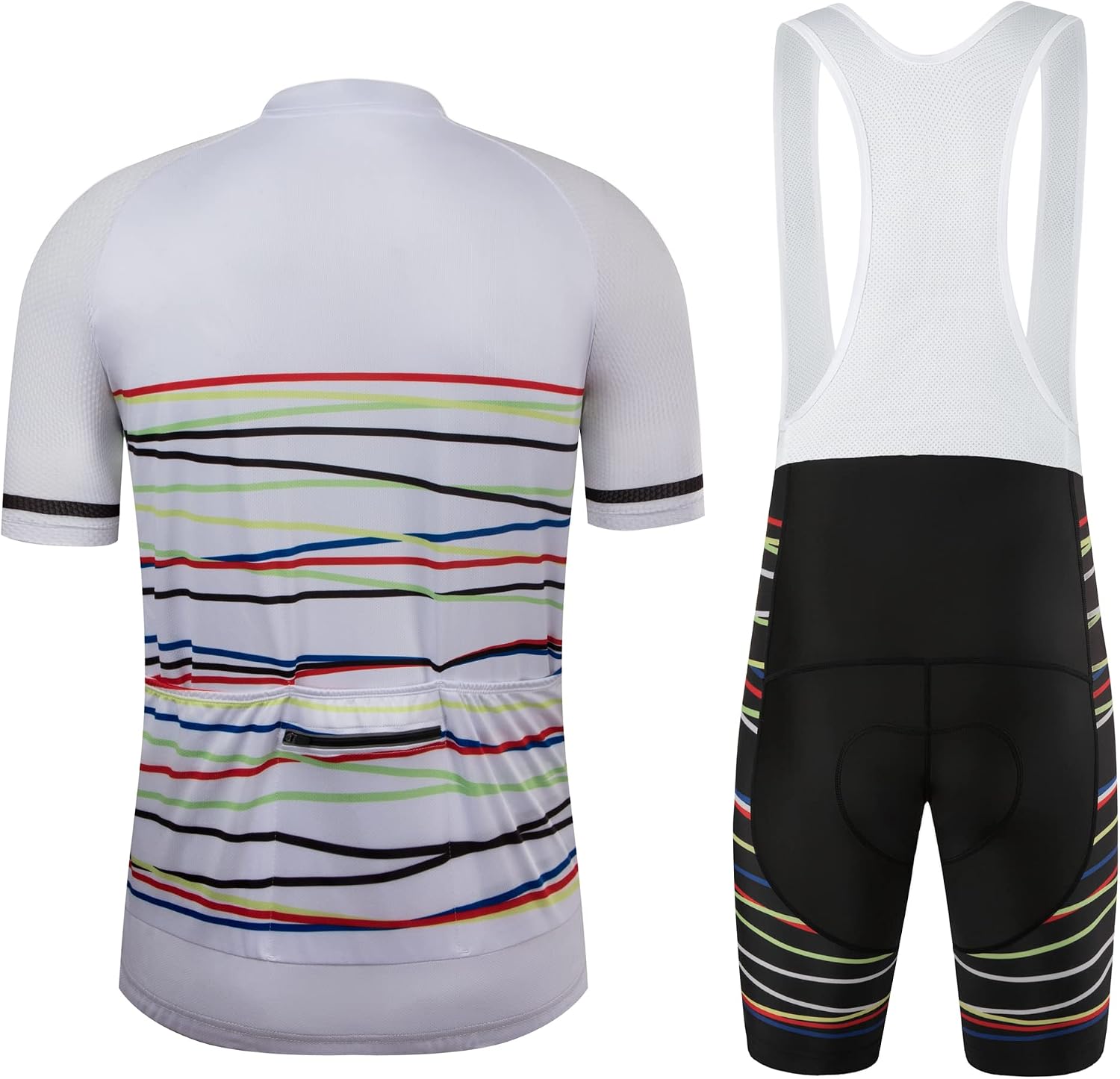 Coconut Ropamo CR Men's Cycling Jersey Set Road Bike Jersey Zipper Pocket Bib Shorts with 4D Padded Cycling Clothing Set