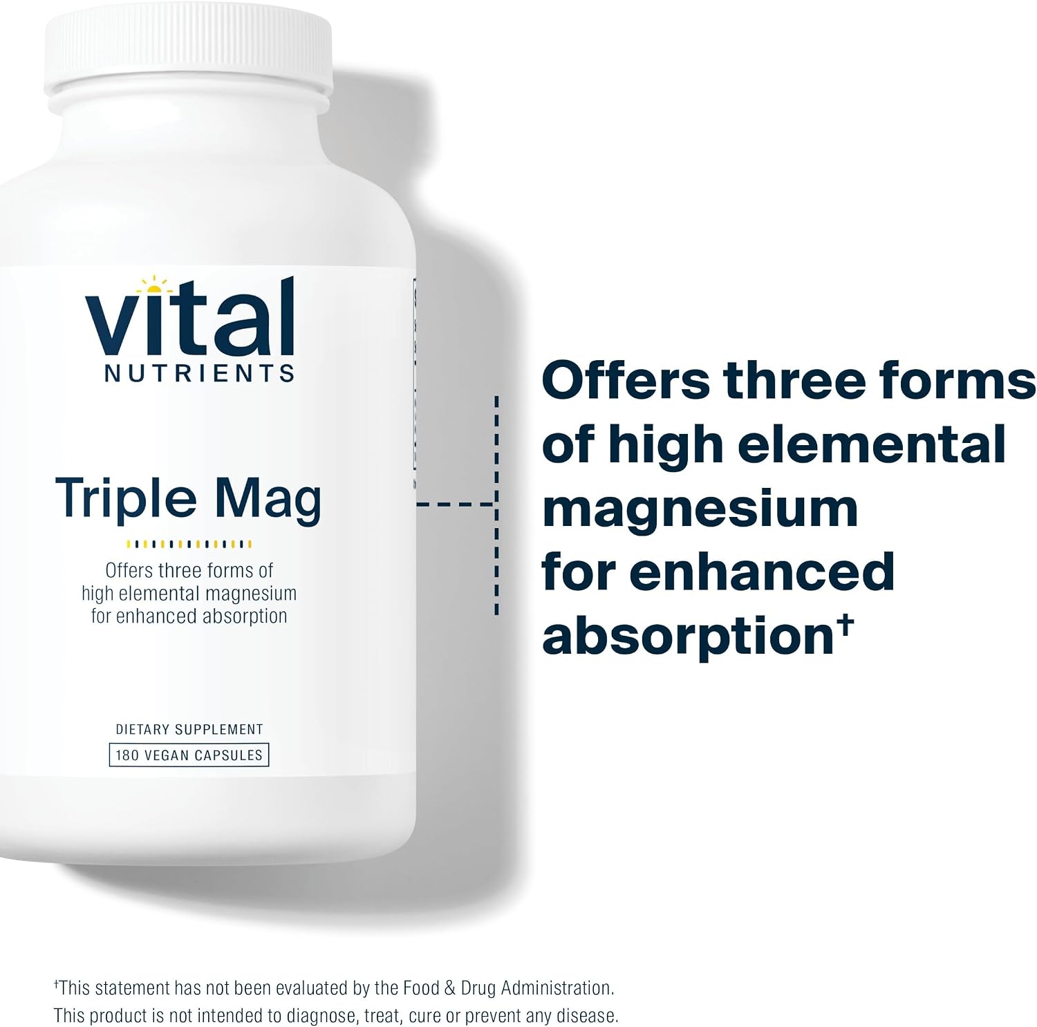 Vital Nutrients Triple Magnesium Complex Supplement | Vegan Magnesium Glycinate, Malate & Oxide 250mg | Easily Absorbed Magnesium Supplement for Stress, Muscle, Heart, Bone Support | 90 Capsules